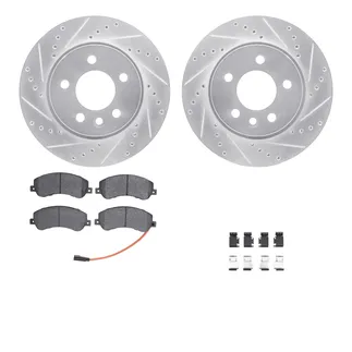 R1 Concepts WGYH1-92013 Drilled & Slotted Silver Rotor Set W/ Semi-Met Pads & Hdw